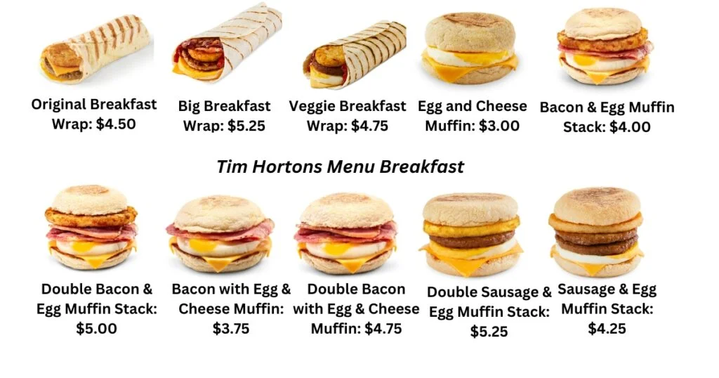 Tim hortons breakfast menu